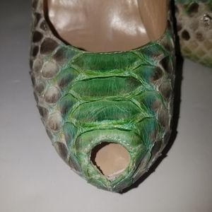 Genuine python skin Mary Jane peeptoe shoes